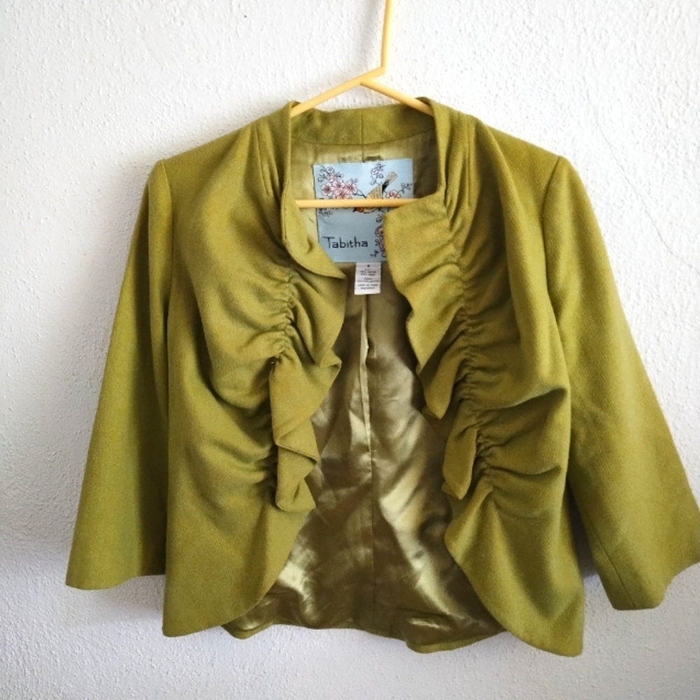 Anthropologie Tabitha Green Ruffle Blazer Jacket size 8
